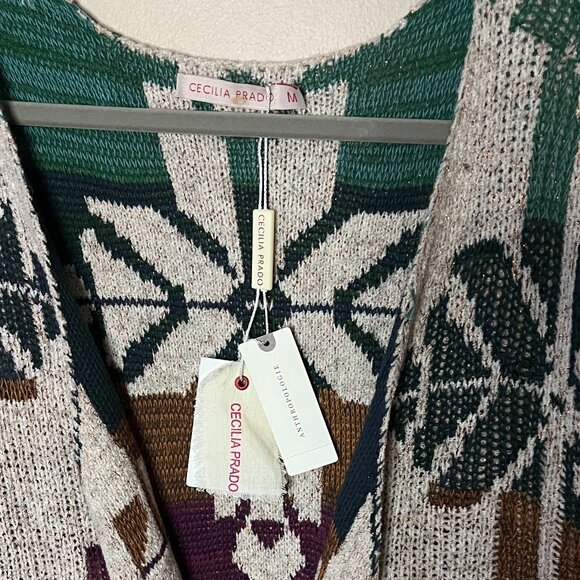 NWT Anthropologie Cecilia Prado Aztec Duster Open Front Cardigan Size M - Picture 7 of 9